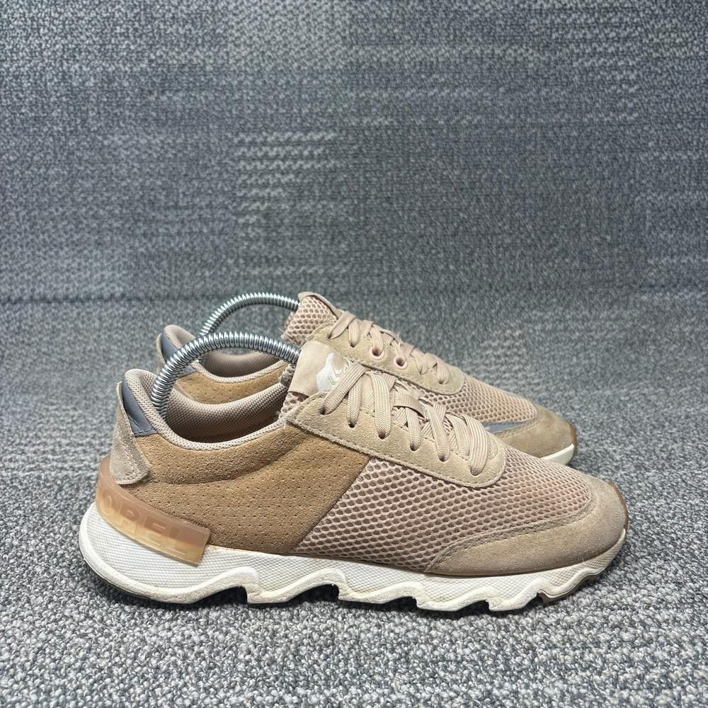 Sorel Kinetic Lite Lace Women's 8 Tan Beige Suede Mesh Sneakers NL3516-257